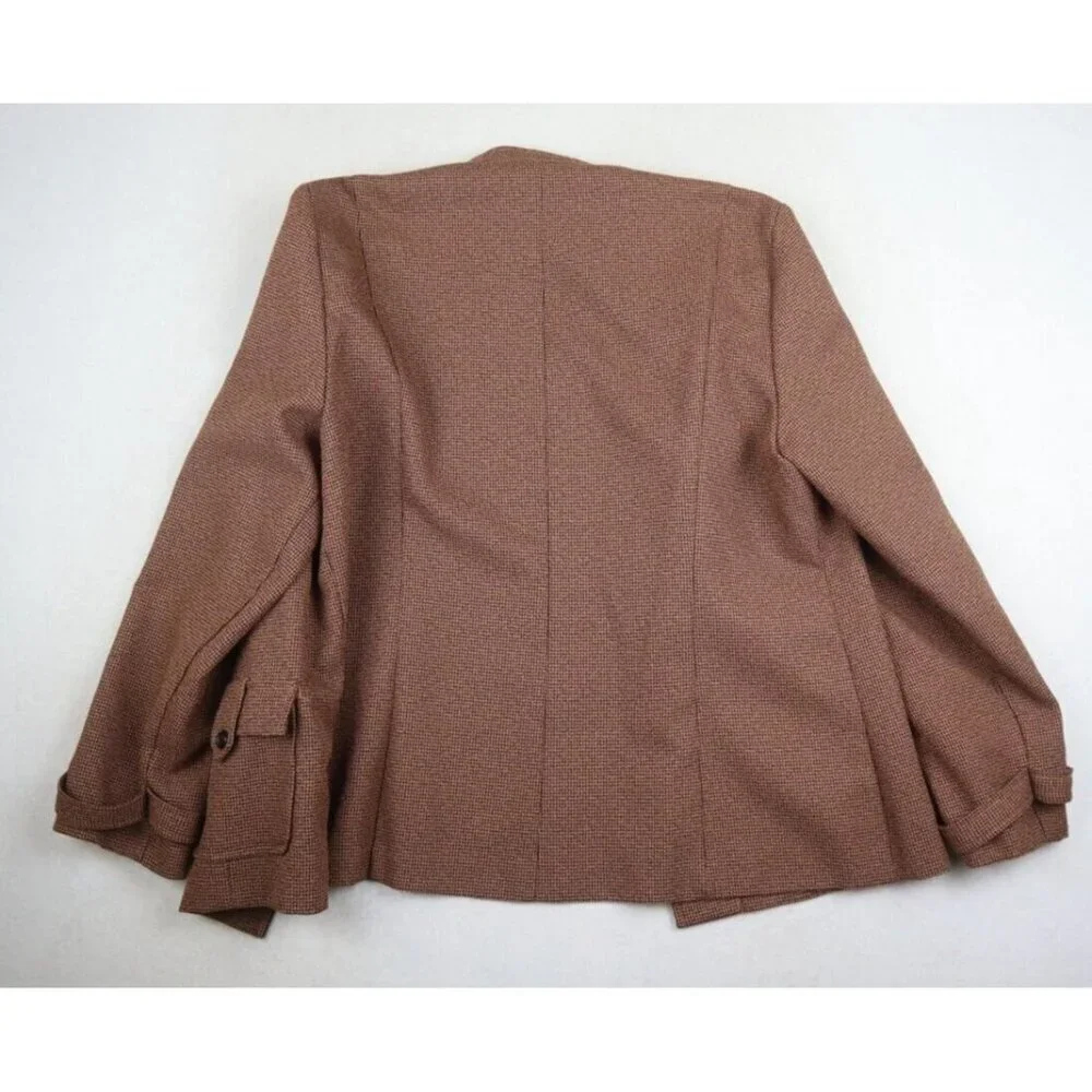 PERCEPTIONS - WMOEN'S BROWN PLAID UNLINED BLAZER SUIT JACKET - SIZE 16 - Picture 4 of 5